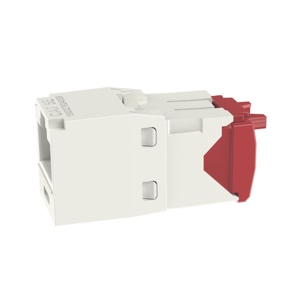 Conector Jack RJ45 Estilo TG, Mini-Com, Categoría 5e, de 8 Posiciones y 8 Cables, Color Blanco Mate