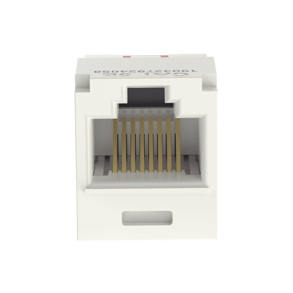 Conector Jack RJ45 Estilo TG, Mini-Com, Categoría 5e, de 8 Posiciones y 8 Cables, Color Blanco Mate