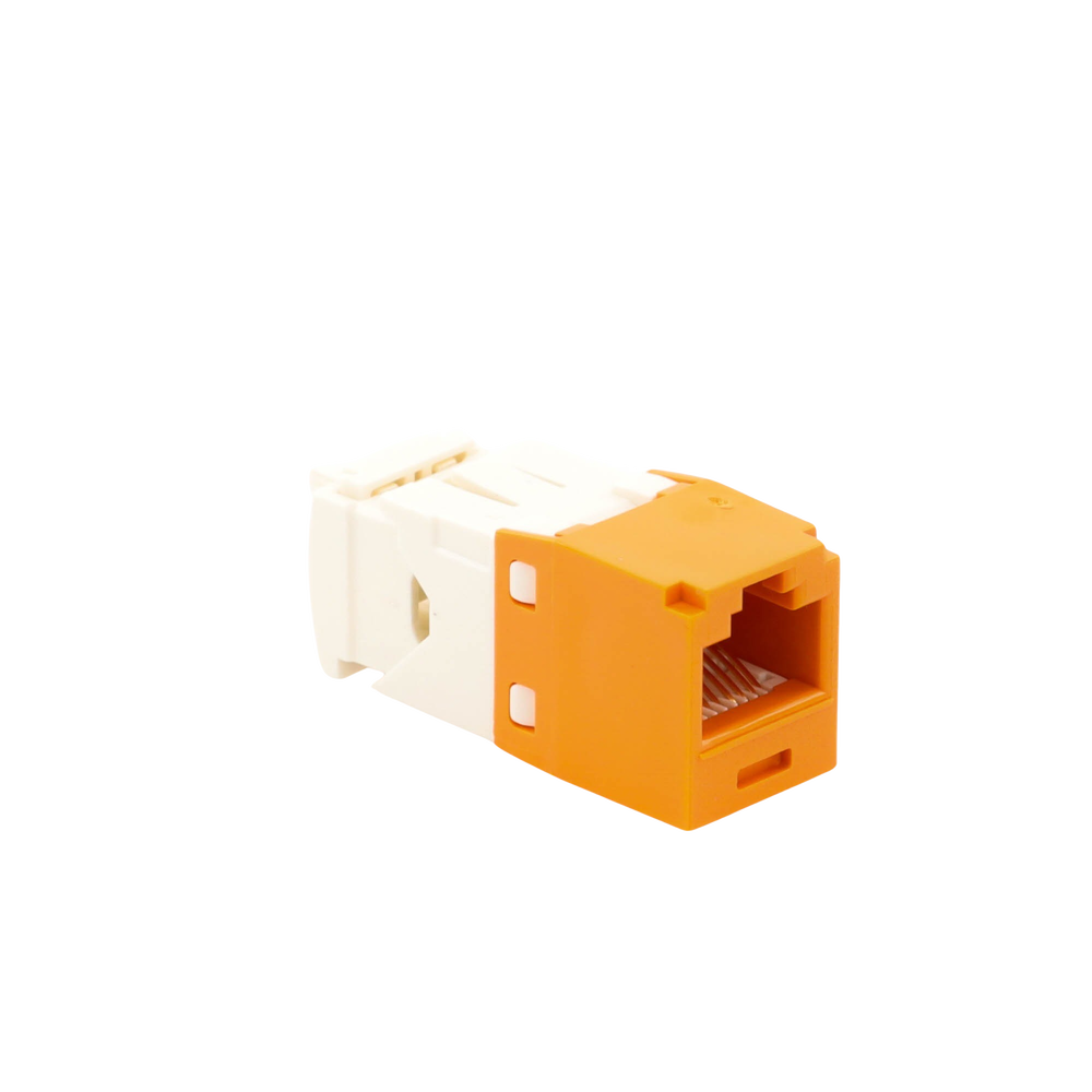 Conector Jack RJ45 Estilo TG, Mini-Com, Categoría 6, de 8 Posiciones y 8 Cables, Color Naranja