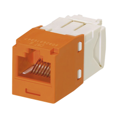 Conector Jack RJ45 Estilo TG, Mini-Com, Categoría 6, de 8 Posiciones y 8 Cables, Color Naranja
