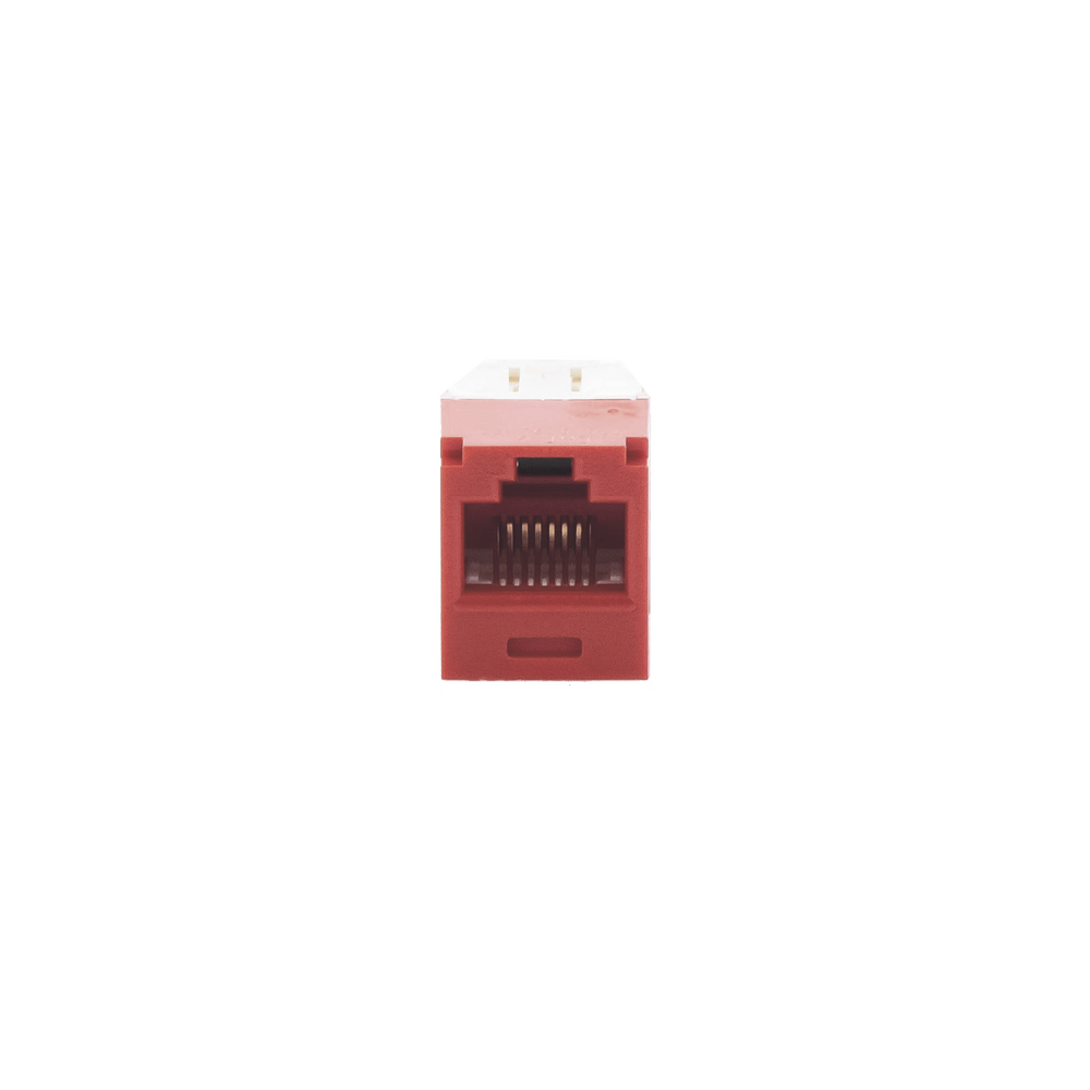 Conector Jack RJ45 Estilo TG, Mini-Com, Categoría 6, de 8 Posiciones y 8 Cables, Color Rojo