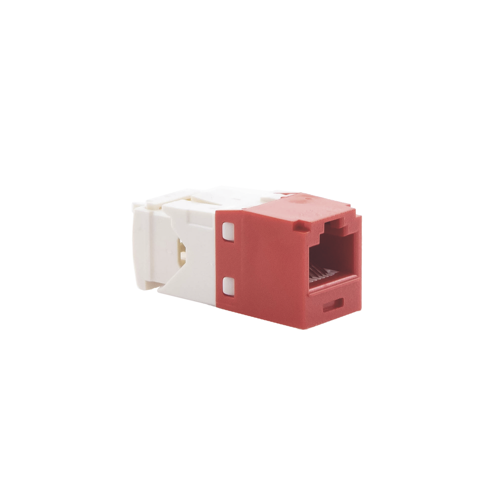 Conector Jack RJ45 Estilo TG, Mini-Com, Categoría 6, de 8 Posiciones y 8 Cables, Color Rojo