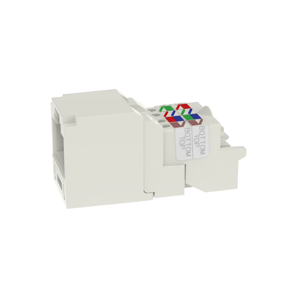Conector Jack RJ45 Estilo TP, Mini-Com, Categoría 6, de 8 Posiciones y 8 Cables, Color Blanco Mate