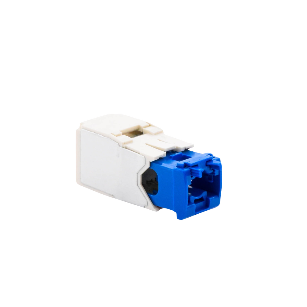 Conector Jack RJ45 Estilo TG, Mini-Com, Categoría 6A, de 8 Posiciones y 8 Cables, Color Blanco Mate