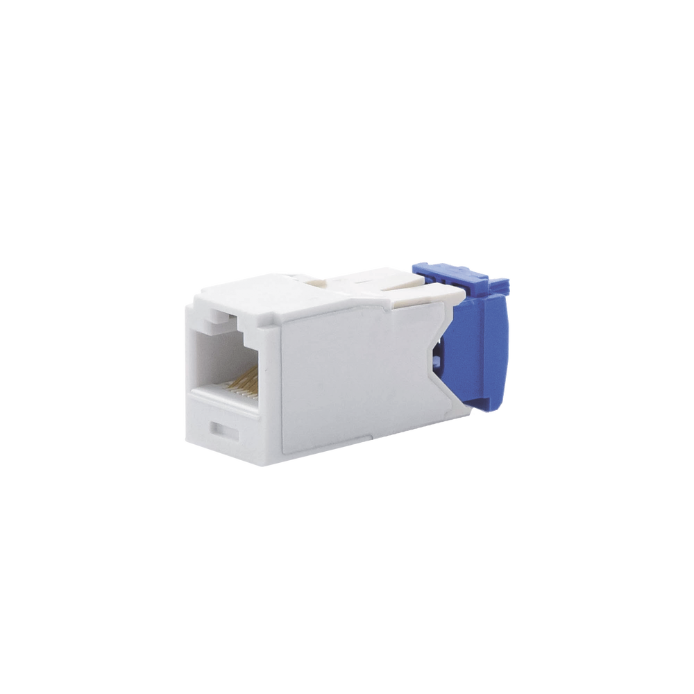 Conector Jack RJ45 Estilo TG, Mini-Com, Categoría 6A, de 8 Posiciones y 8 Cables, Color Blanco