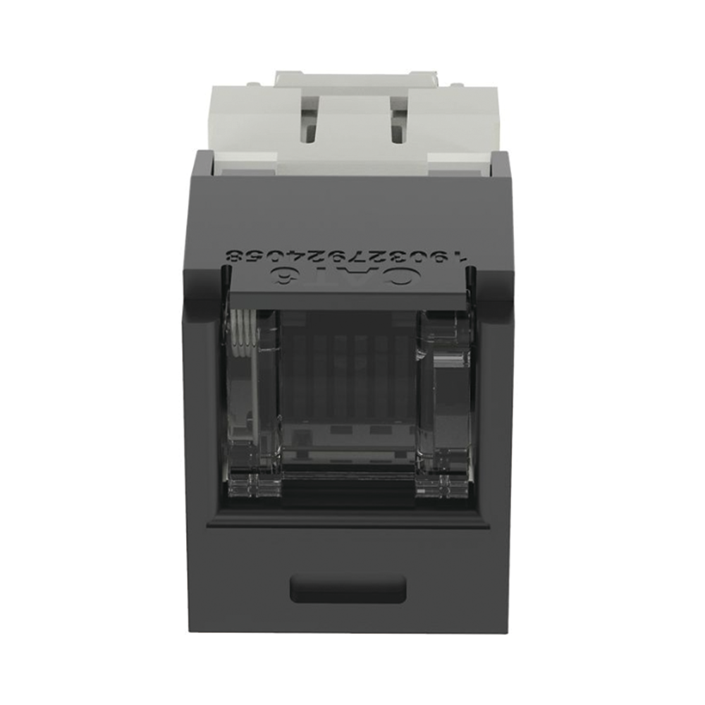 Conector Jack RJ45 Estilo TG con Ventana, Mini-Com, Categoría 6, de 8 Posiciones y 8 Cables, Color Negro