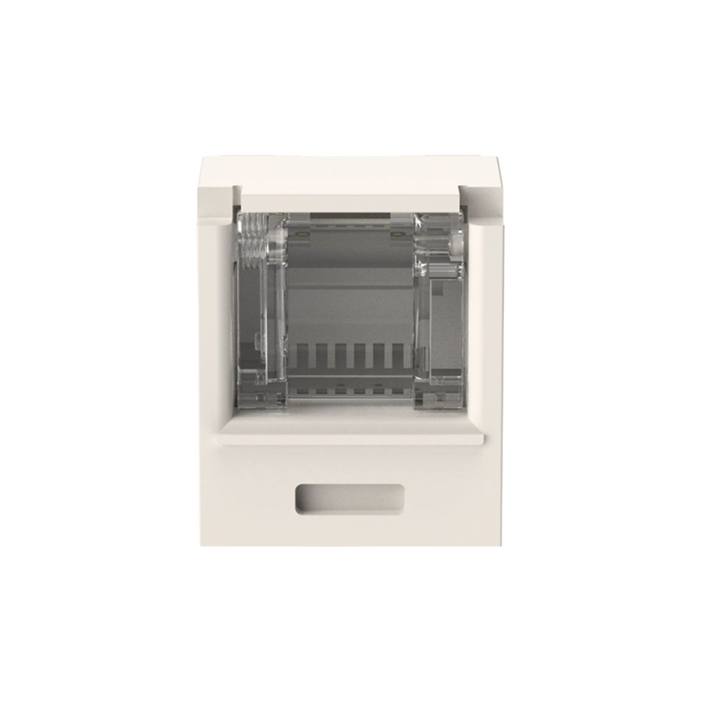 Conector Jack RJ45 Estilo TG con Ventana, Mini-Com, Categoría 6A, de 8 Posiciones y 8 Cables, Color Blanco