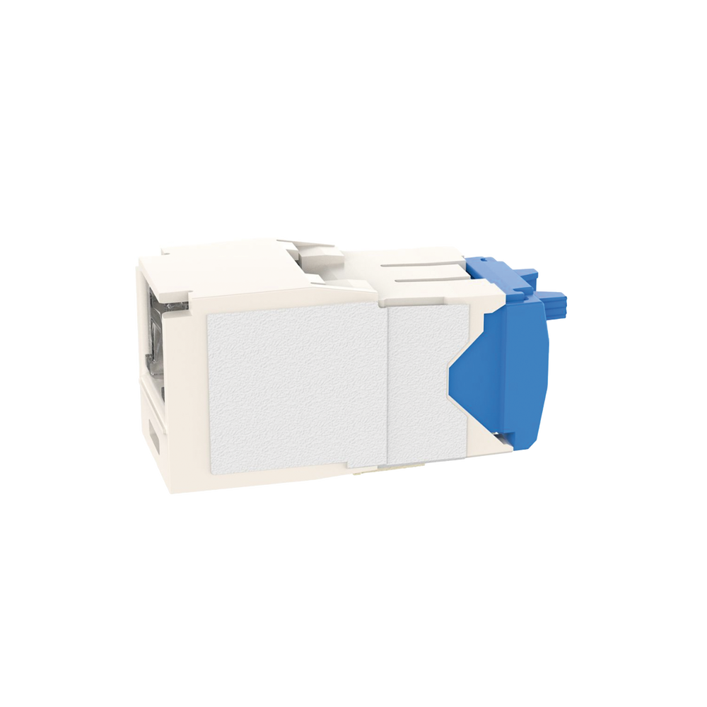 Conector Jack RJ45 Estilo TG con Ventana, Mini-Com, Categoría 6A, de 8 Posiciones y 8 Cables, Color Blanco