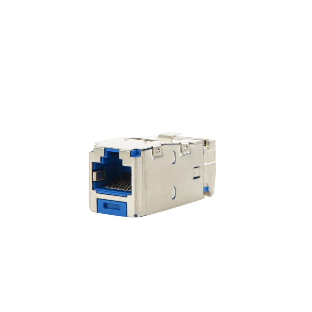 Conector Jack RJ45 Blindado, Estilo TG, Mini-Com, Categoría 6A, de 8 Posiciones y 8 Cables, Color Azul