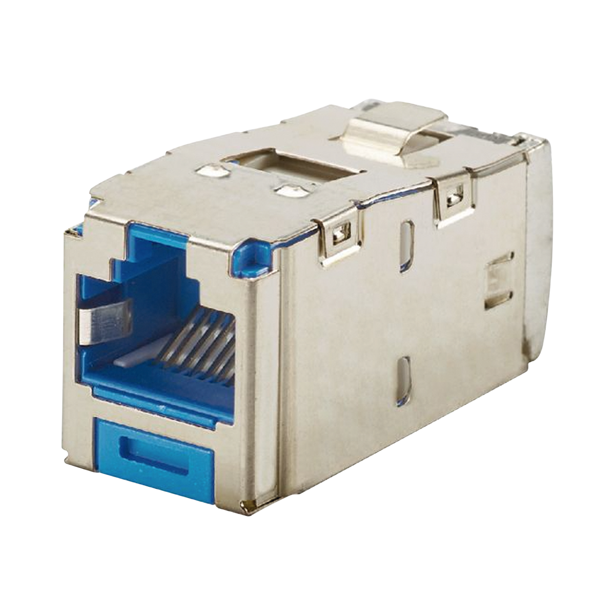Conector Jack RJ45 Blindado, Estilo TG, Mini-Com, Categoría 6A, de 8 Posiciones y 8 Cables, Color Azul