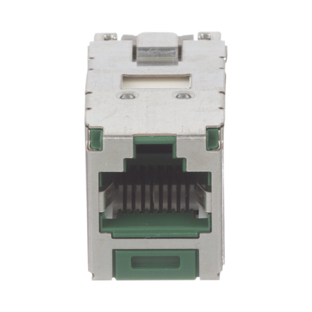 Conector Jack RJ45 Blindado, Estilo TG, Mini-Com, Categoría 6A, de 8 Posiciones y 8 Cables, Color Verde