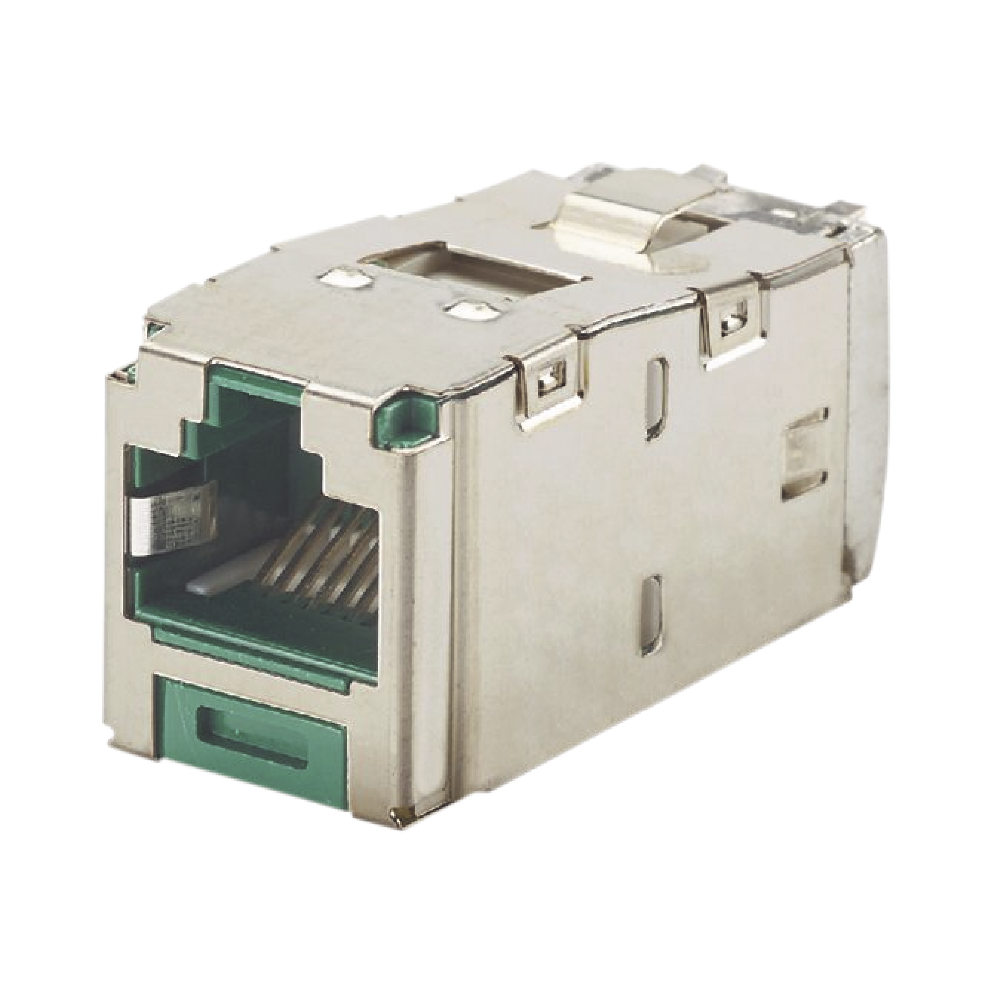 Conector Jack RJ45 Blindado, Estilo TG, Mini-Com, Categoría 6A, de 8 Posiciones y 8 Cables, Color Verde