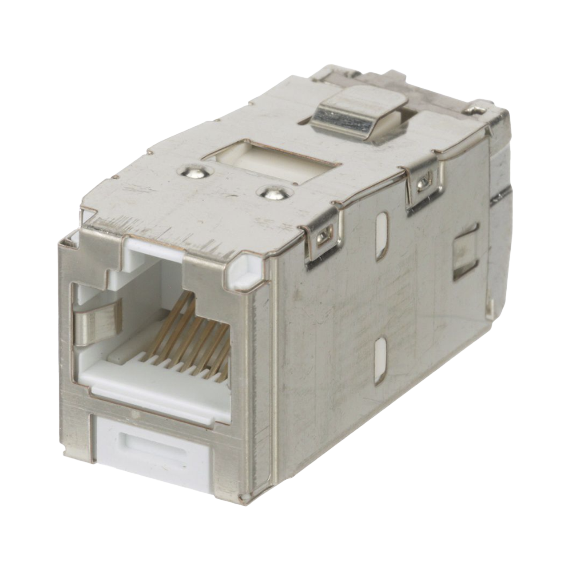 Conector Jack RJ45 Blindado, Estilo TG, Mini-Com, Categoría 6A, de 8 Posiciones y 8 Cables, Color Blanco
