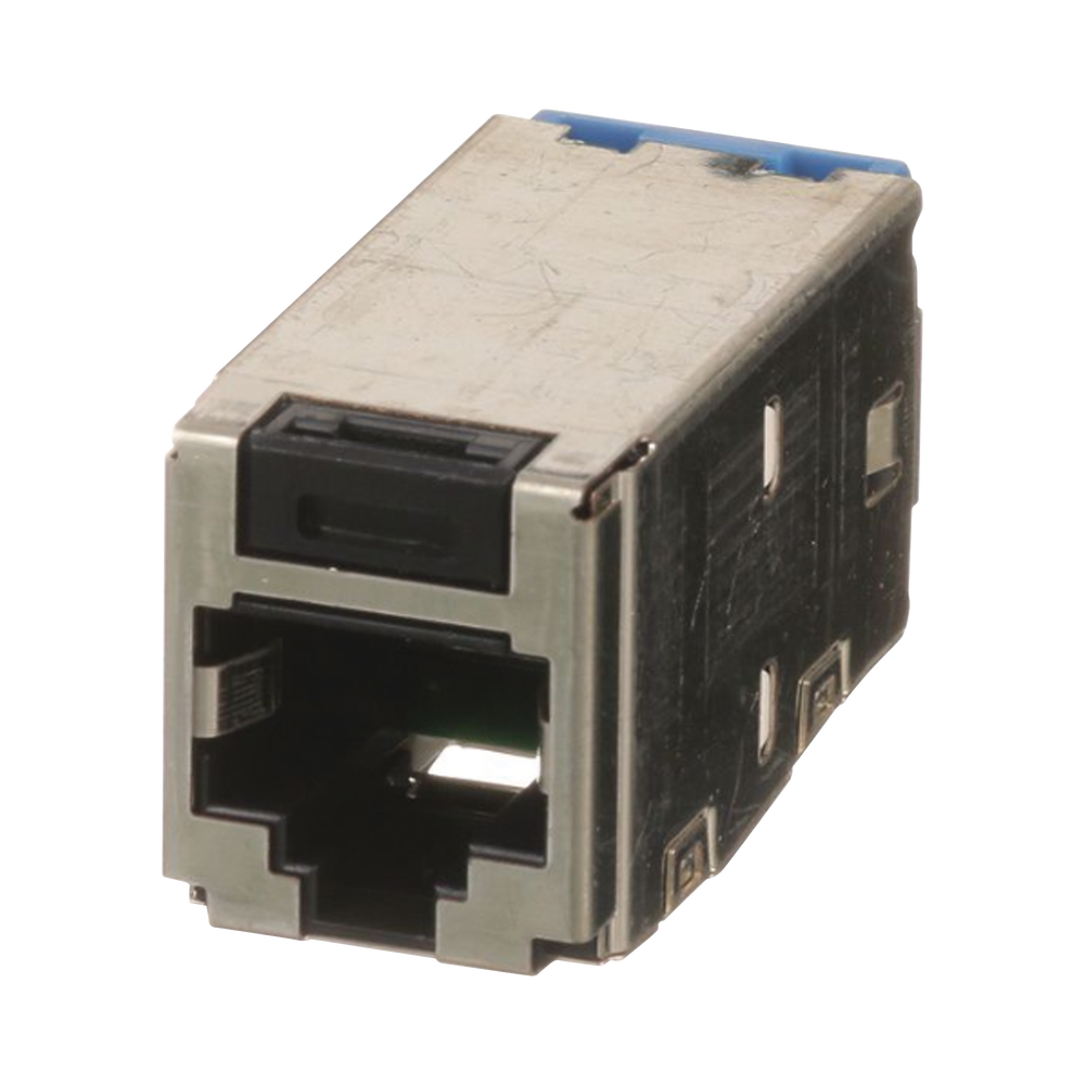 Conector Jack RJ45 Blindado, Estilo TG, Mini-Com, Categoría 6A, de 8 Posiciones y 8 Cables, Color Negro