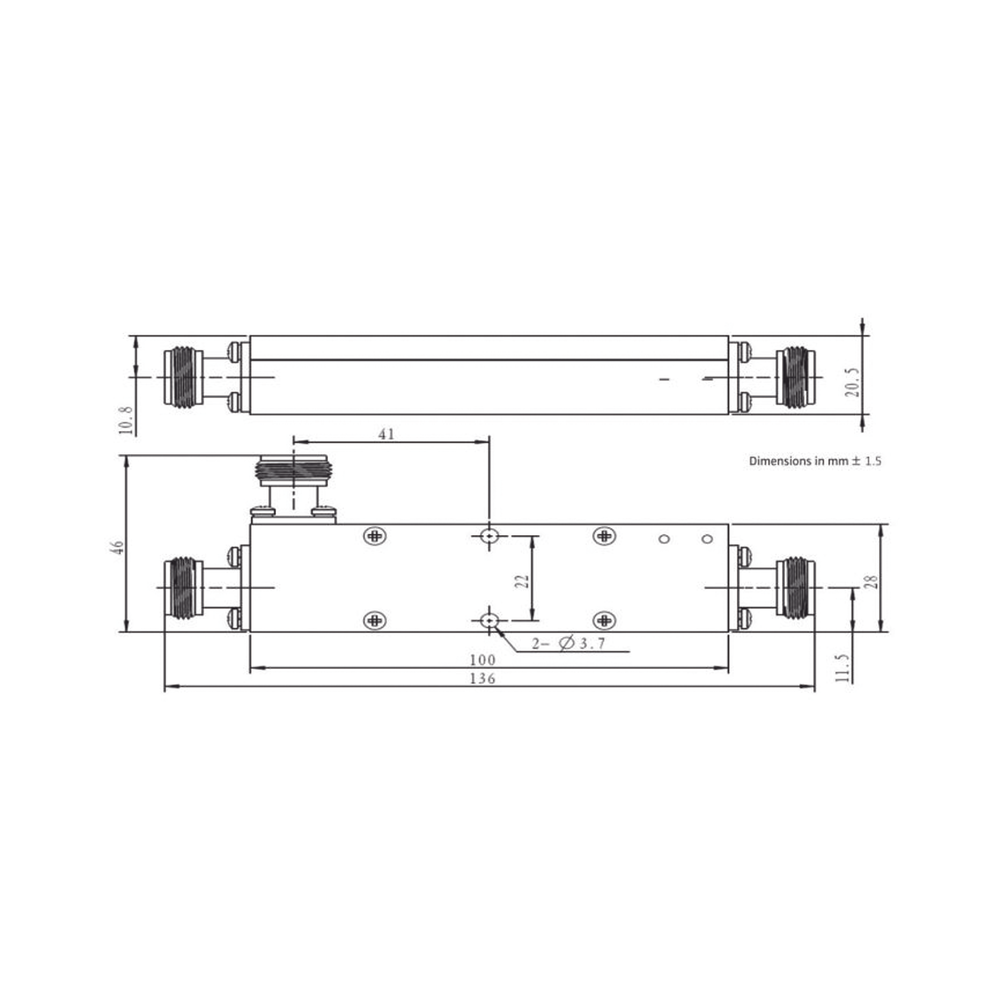 Acoplador  direccional 5dB 694-2700 50W tipo N