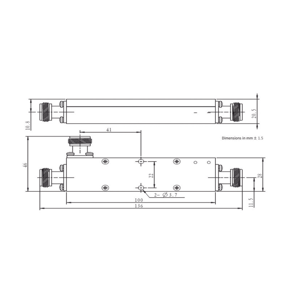 Acoplador  direccional 15dB 694-2700 50W tipo N