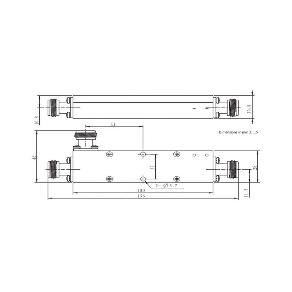 Acoplador  direccional 20dB 694-2700 50W tipo N