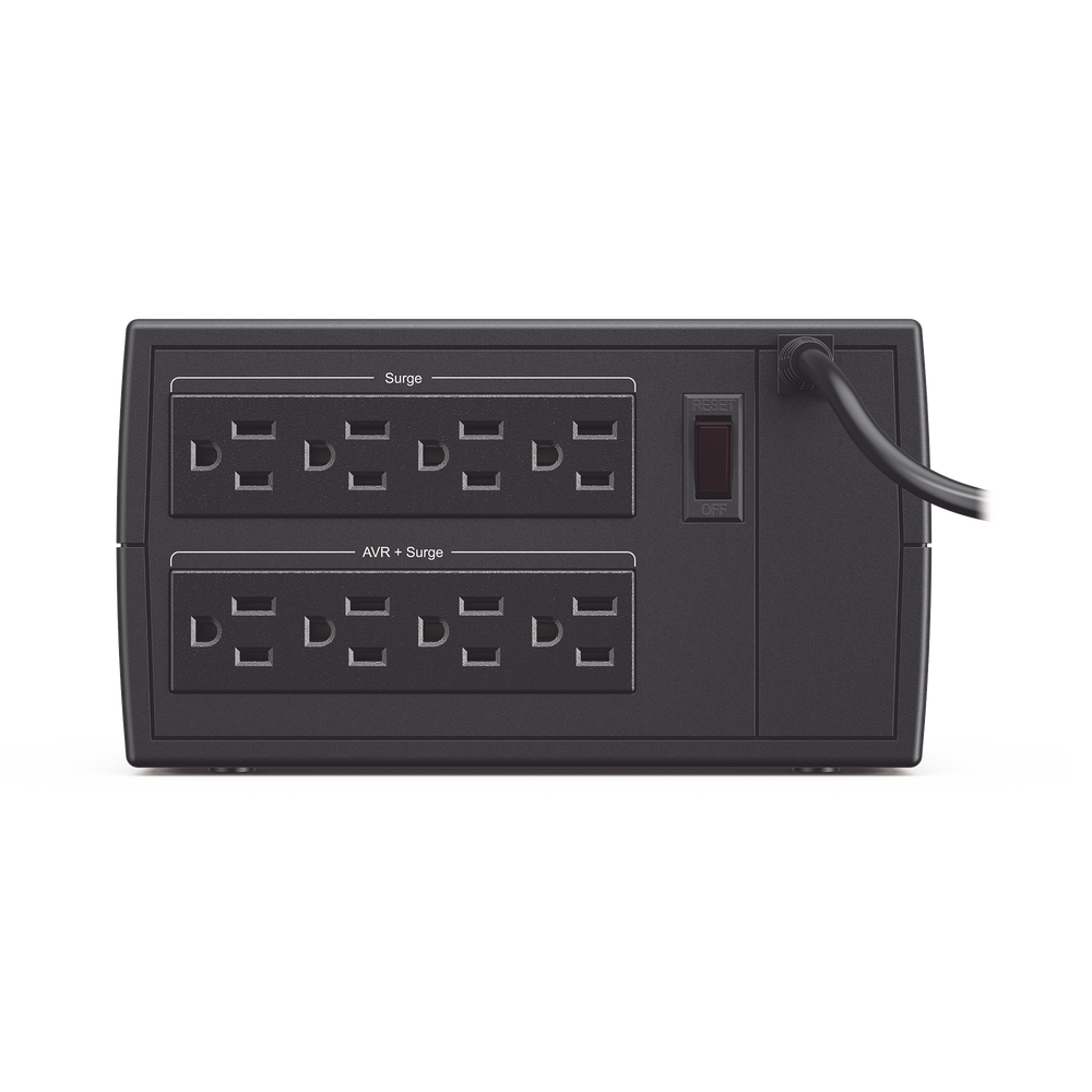 Regulador De Voltaje de 1500VA/750W, Entrada NEMA 5-15P, Con 8 Salidas NEMA 5-15R y Supresión de Picos a 245 Joules