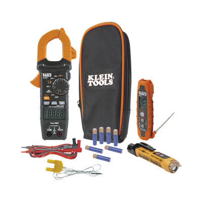 Kit de Prueba Eléctrica HVAC para Aire Acondicionado, Calefacción, Minisplits, etc. Medición de Voltaje CA/CC, Resistencia, Frecuencia, Capacitancia, Diodos, Temperatura, Ciclo, Micro Amperios CC.
