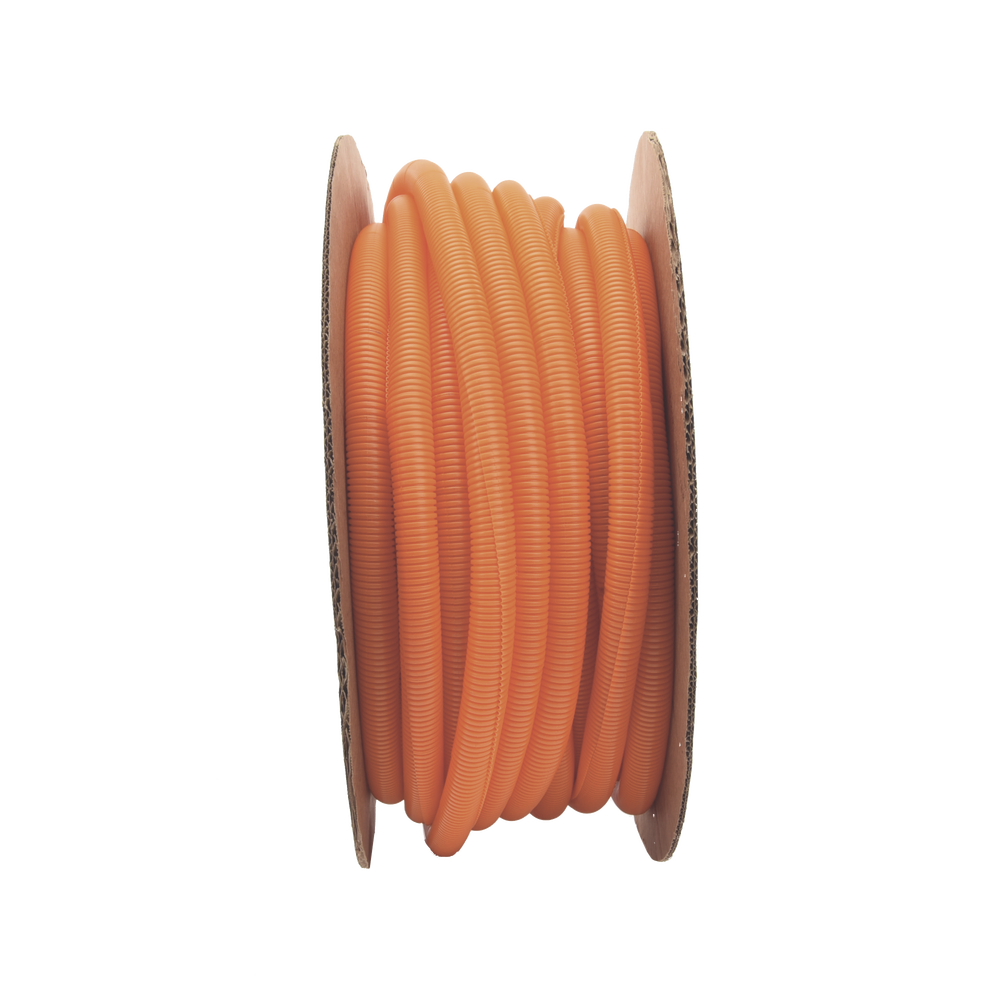 Tubo Corrugado Abierto para Protección de Cables, 1in (25.4 mm) de Diámetro, 30.5 m de Largo, Color Naranja