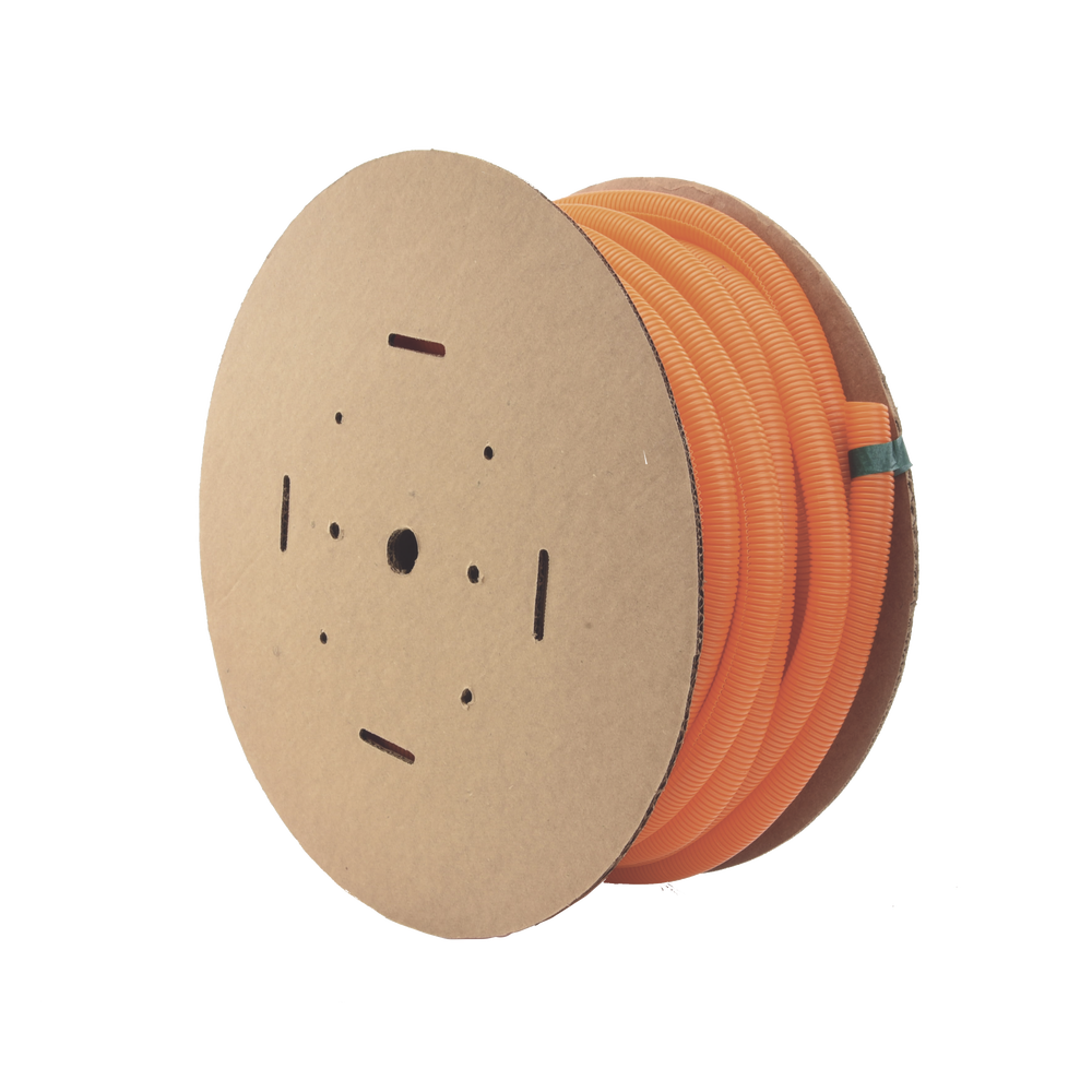 Tubo Corrugado Abierto para Protección de Cables, 1in (25.4 mm) de Diámetro, 30.5 m de Largo, Color Naranja