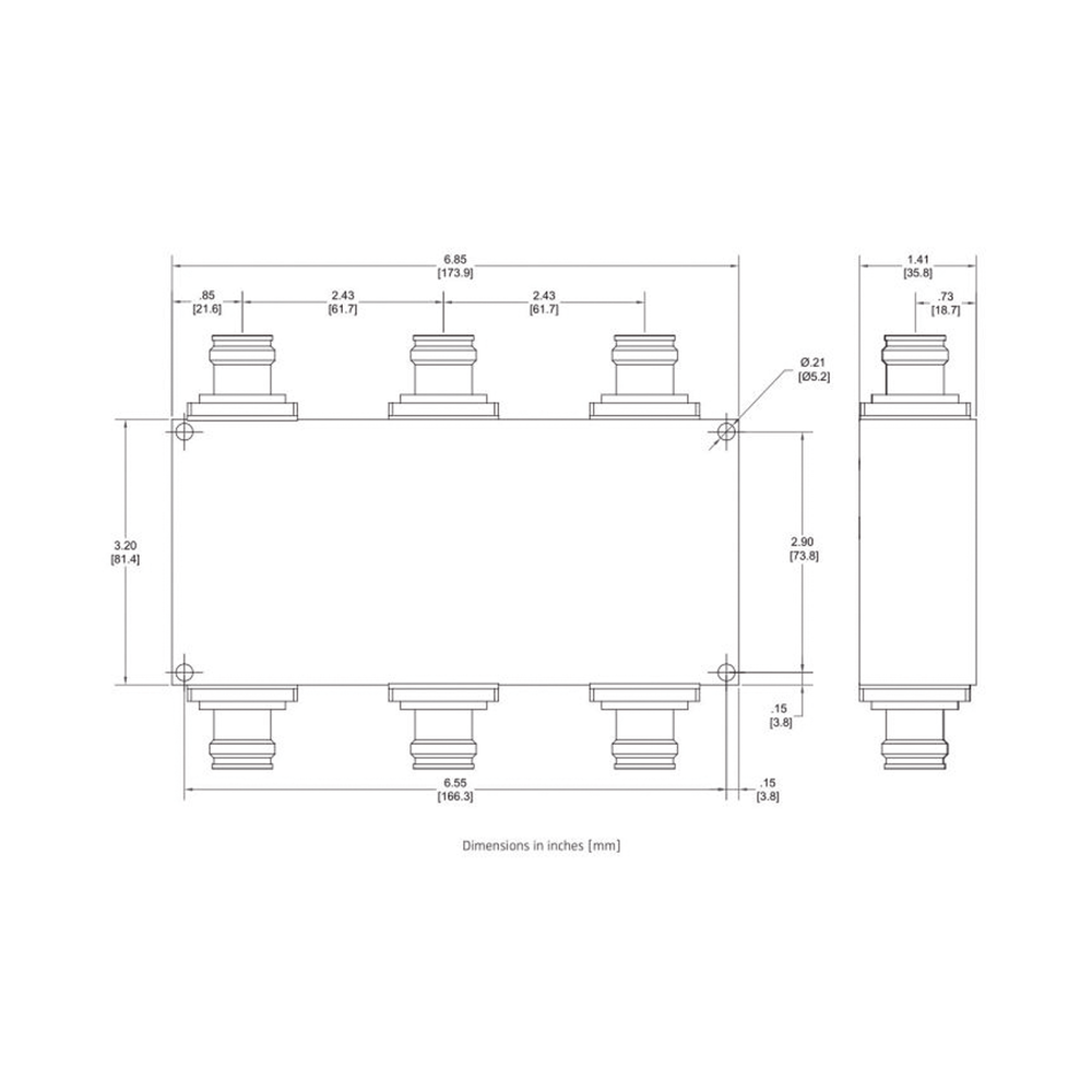 Combinador hibrido 3x3 617-2700 150W -161dBc 4.3-10 IP68