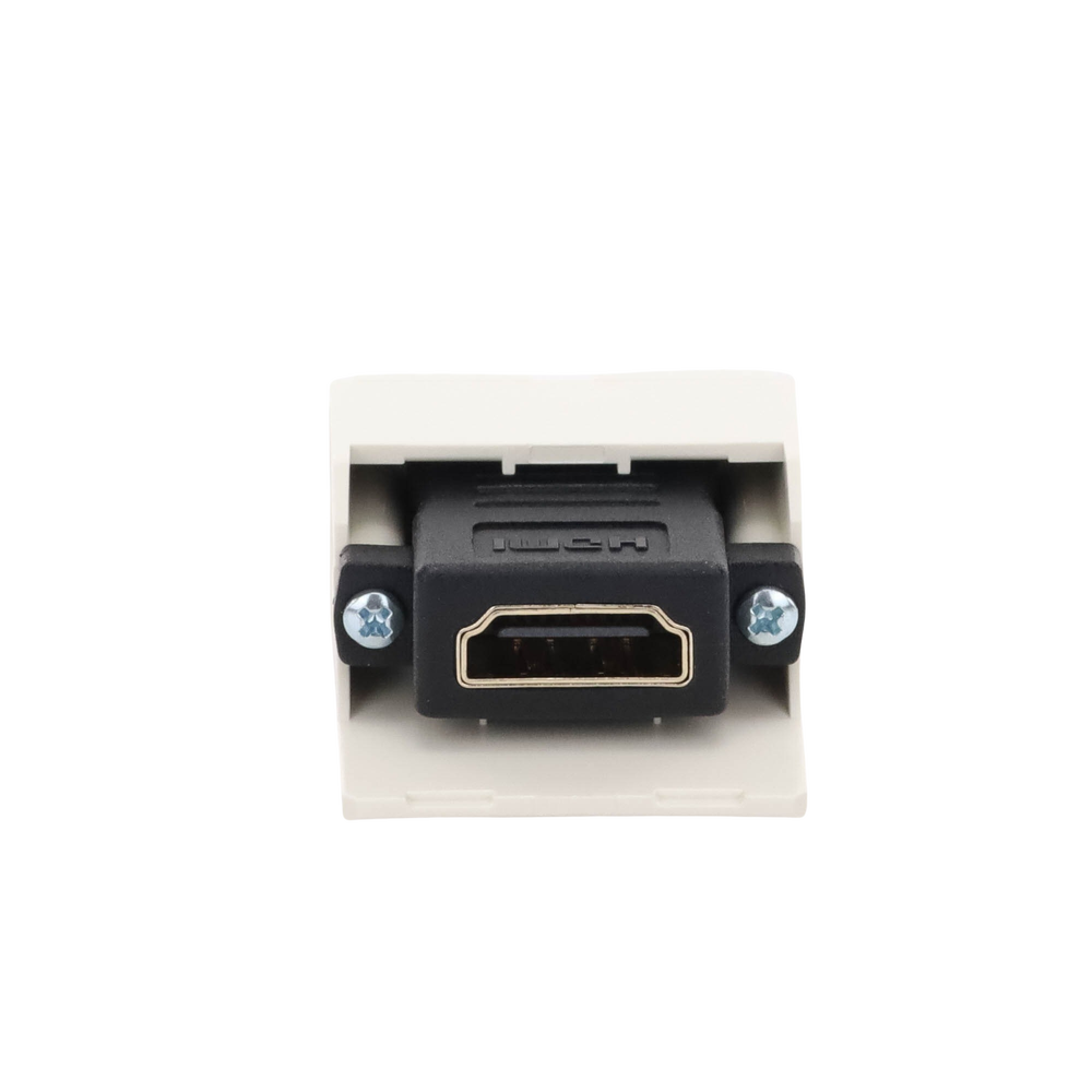 Módulo Acoplador HDMI 2.0, Hembra a Hembra Tipo-A, Categoría 2, Uso en 2 Puertos Mini-Com, Color Blanco Mate
