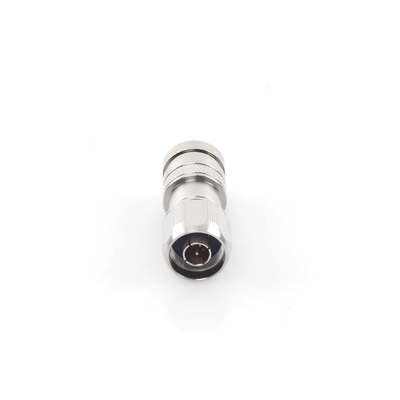 Conector N Macho de Compresion, en linea para LMR-400, CNT-400, RG-8/U, RF-400, Plata/Oro/Teflón.
