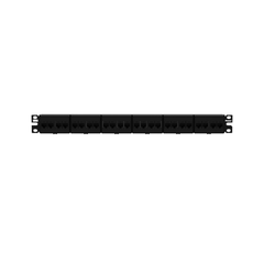 Panel de Parcheo con 24 Acopladores Mini-Com, Plano, Categoría 6A, de 1 UR, Color Negro