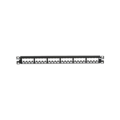 Panel de Parcheo Modular Mini-Com (Sin Conectores), Plano, Totalmente Blindado, de 24 puertos, 1UR