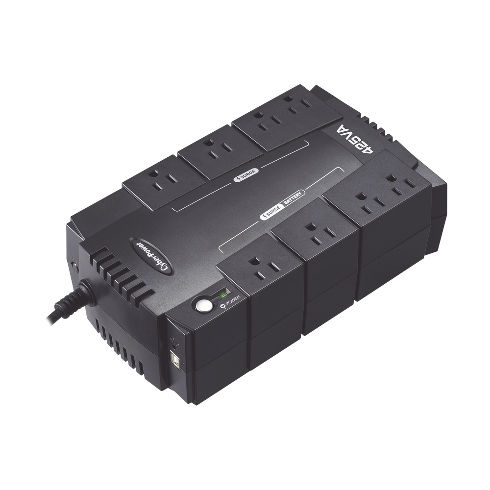 UPS de 425 VA/255 W, Topología Standby, Entrada 120 Vca NEMA 5-15P, Tipo Gabinete Compacto, Con 8 Tomas NEMA 5-15R