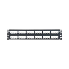 Panel de Parcheo Modular Mini-Com (Sin Conectores), Plano, Totalmente Blindado, de 48 Puertos, 2UR