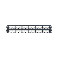 Panel de Parcheo Modular Mini-Com (Sin Conectores), Plano, Totalmente Blindado, de 48 puertos, 2UR