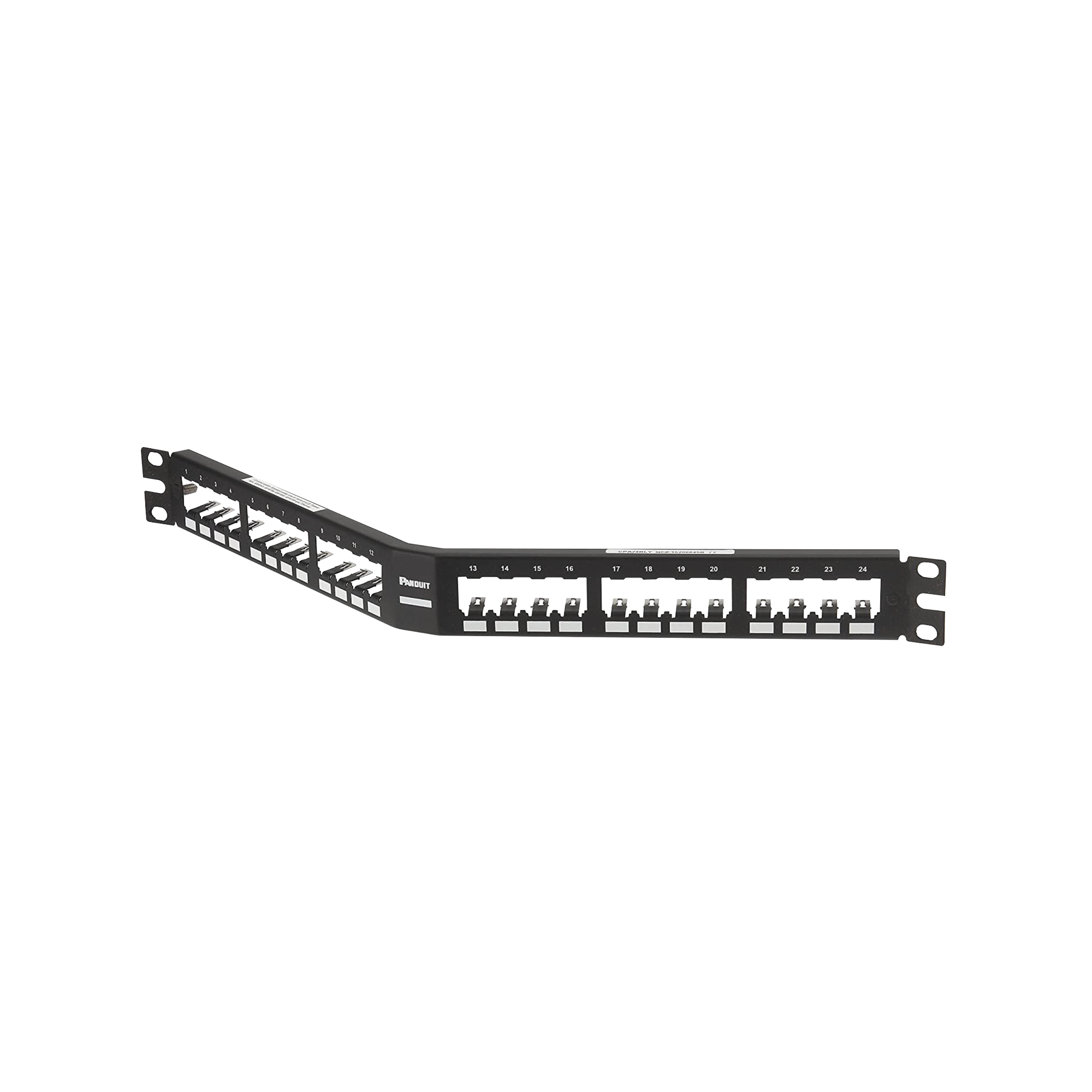 Panel de Parcheo Modular Mini-Com (Sin Conectores), Angulado, Totalmente Blindado, de 24 Puertos, 1UR