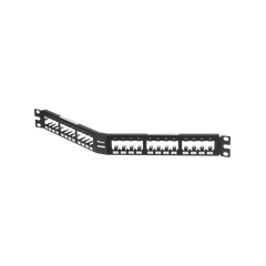 Panel de Parcheo Modular Mini-Com (Sin Conectores), Angulado, Totalmente Blindado, de 24 Puertos, 1UR