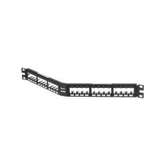 Panel de Parcheo Modular Mini-Com (Sin Conectores), Angulado, Totalmente Blindado, de 24 puertos, 1UR