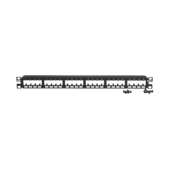 Panel de Parcheo Modular Mini-Com (Sin Conectores), Plano de Instalación al Ras, Sin Blindaje, de 24 Puertos, 1UR