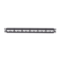 Panel de Parcheo Modular Mini-Com (Sin Conectores), Plano, Sin Blindaje, de 24 puertos, 1UR