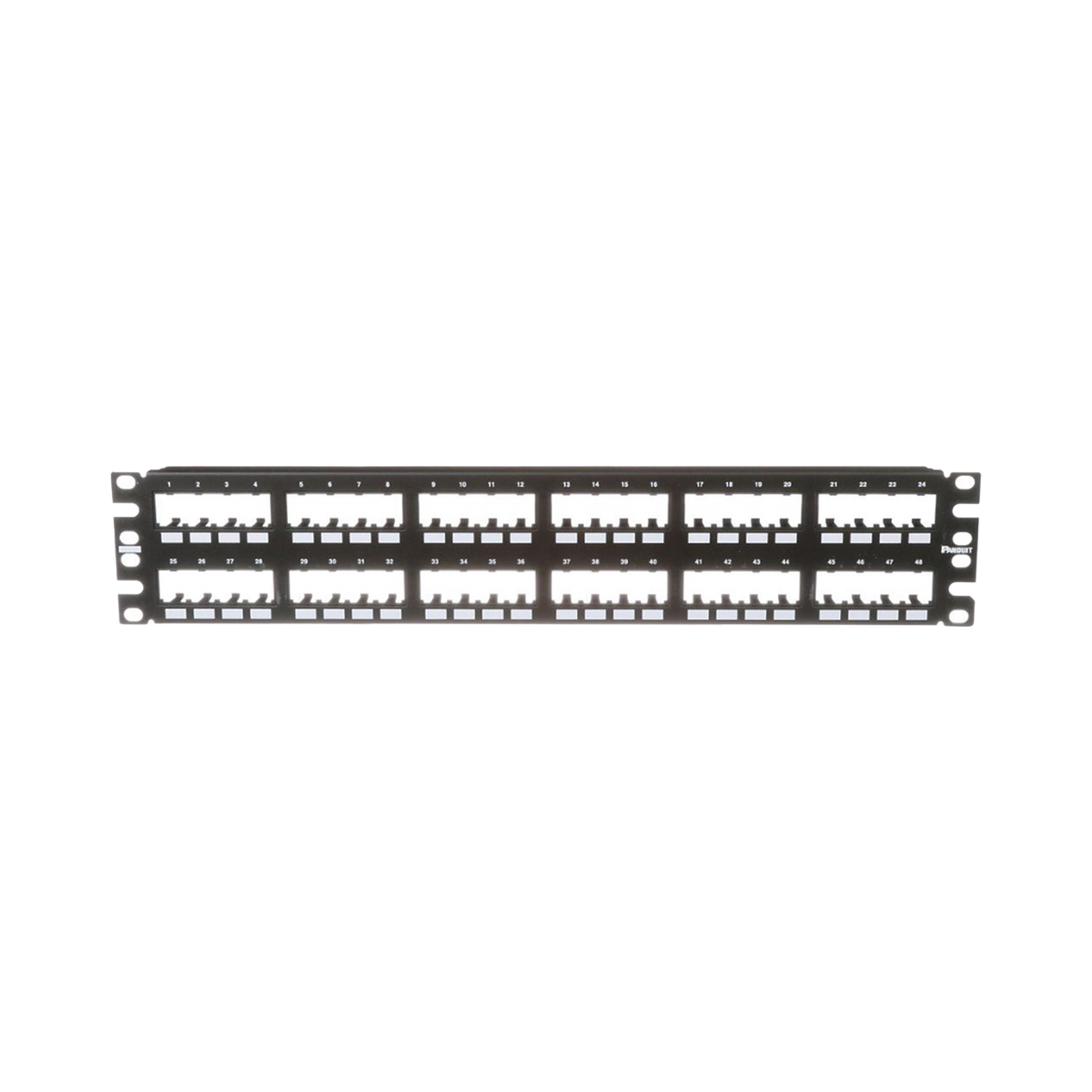 Panel de Parcheo Modular Mini-Com (Sin Conectores), Plano de Instalación al Ras, Sin Blindaje, de 48 Puertos, 2UR
