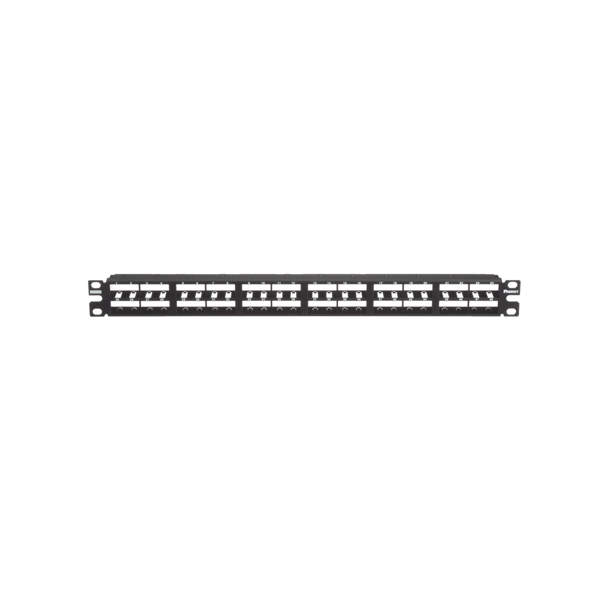 Panel de Parcheo Modular Mini-Com (Sin Conectores), Plano, Sin Blindaje, Alta Densidad, Identificación Con Etiqueta Adhesiva, de 48 Puertos, 1 UR