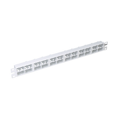 Panel de Parcheo Modular Mini-Com (Sin Conectores), Plano, Sin Blindaje, Alta Densidad, de 48 Puertos, Color Blanco, 1 UR