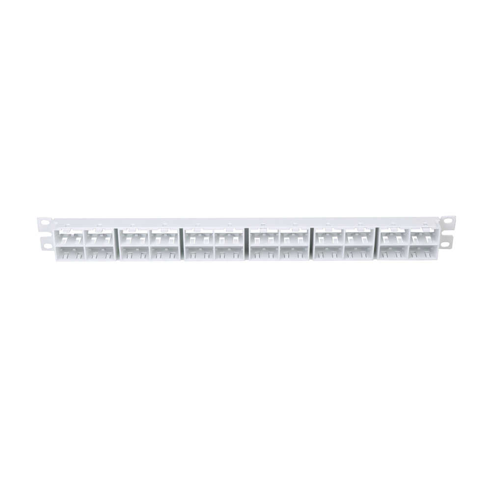 Panel de Parcheo Modular Mini-Com (Sin Conectores), Plano, Sin Blindaje, Alta Densidad, de 48 Puertos, Color Blanco, 1 UR