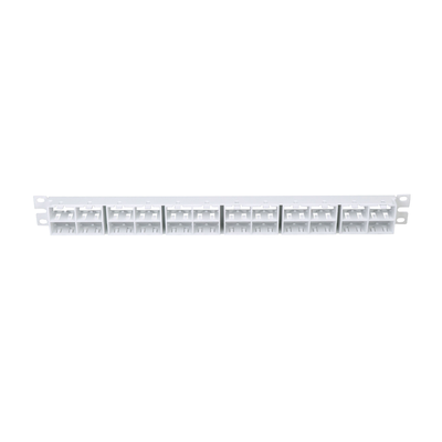 Panel de Parcheo Modular Mini-Com (Sin Conectores), Plano, Sin Blindaje, Alta Densidad, de 48 puertos, Color Blanco, 1 UR