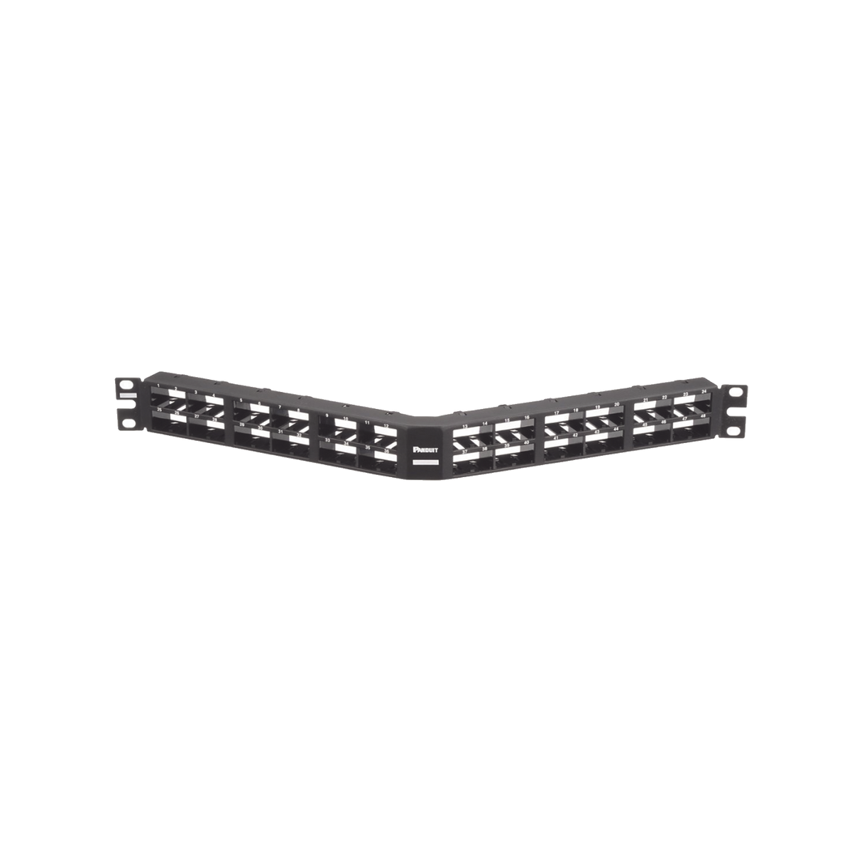 Panel de Parcheo Modular Mini-Com (Sin Conectores), Angulado, Sin Blindaje, Alta Densidad, de 48 Puertos, 1UR