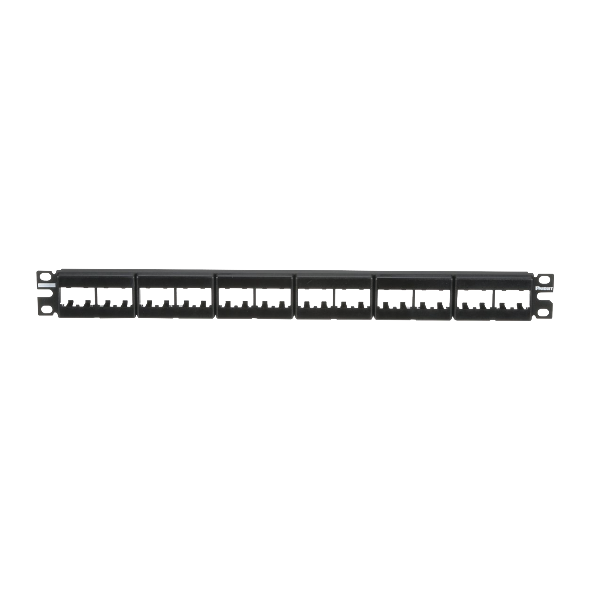 Panel de Parcheo Modular Mini-Com (Sin Conectores), Plano, Sin Blindaje, Con Etiqueta y Cubierta, de 24 Puertos, 1UR