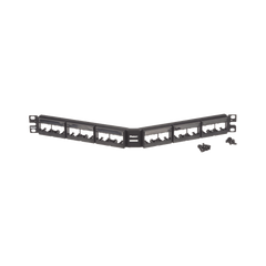 Panel de Parcheo Modular Mini-Com (Sin Conectores), Angulado, Sin Blindaje, Con Etiqueta y Cubierta, de 24 Puertos, 1UR