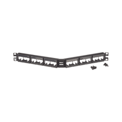 Panel de Parcheo Modular Mini-Com (Sin Conectores), Angulado, Sin Blindaje, Con Etiqueta y Cubierta, de 24 puertos, 1UR