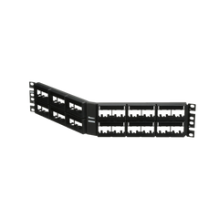 Panel de Parcheo Modular Mini-Com (Sin Conectores), Angulado, Sin Blindaje, Con Etiqueta y Cubierta, de 48 Puertos, 2UR