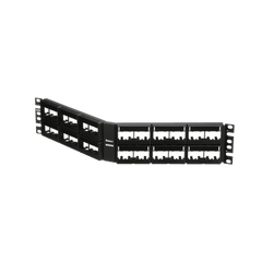 Panel de Parcheo Modular Mini-Com (Sin Conectores), Angulado, Sin Blindaje, Con Etiqueta y Cubierta, de 48 puertos, 2UR