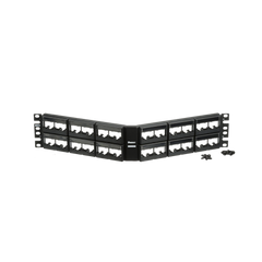 Panel de Parcheo Modular Mini-Com (Sin Conectores), Angulado, Sin Blindaje, Con Etiqueta y Cubierta, de 48 Puertos, 2UR